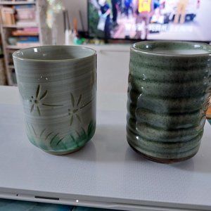 Set of 2 Asian Japanese Ceramic Tea Mug Cup